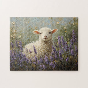 Lamb and Lavender Painting Jigsaw Puzzle