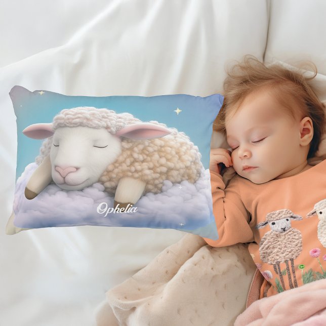 Lamb and Puppy Sleeping On Clouds Accent Pillow (Creator Uploaded)