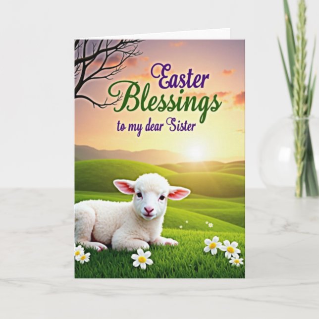 Lamb And Spring Blessing Card (Front)