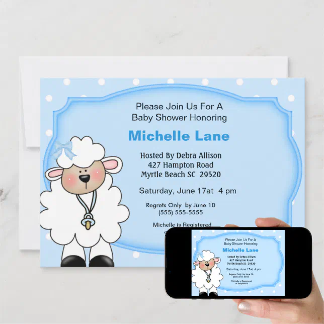 Lamb Baby Boy Shower Invitations Zazzle
