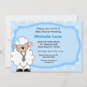 Lamb Baby Boy Shower Invitations