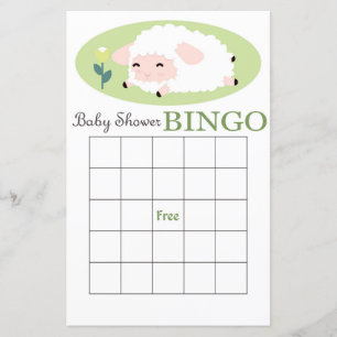 lamb baby shower bingo card