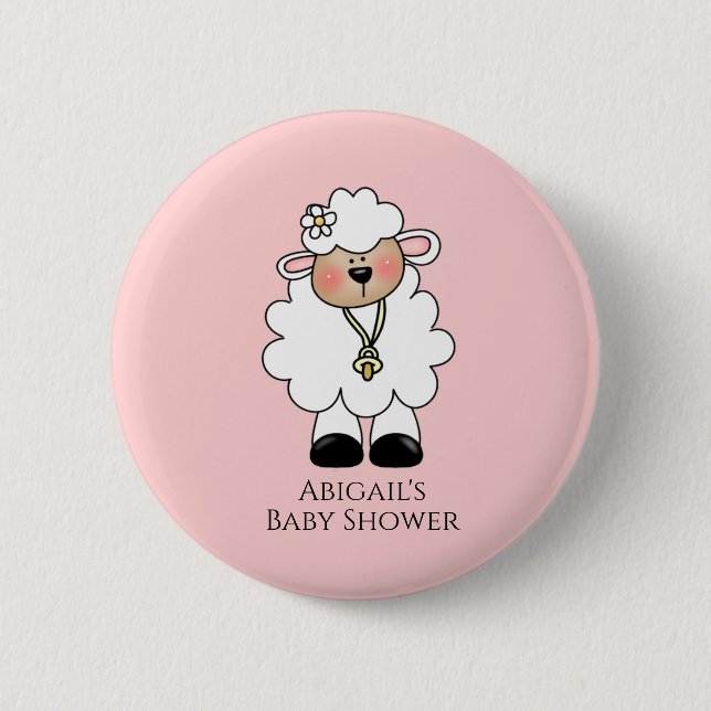 Lamb Baby Shower Favor Pinback Button (Front)