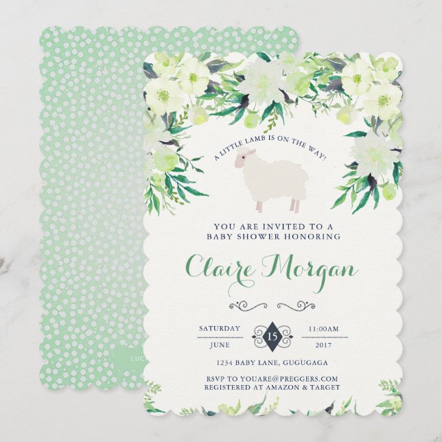 Lamb Baby Shower Invitation (Front/Back)