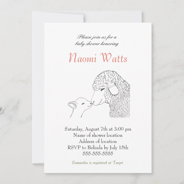 Lamb Baby Shower Invitation Christian Baby Shower (Front)