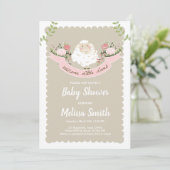 Lamb Baby Shower Invitation Girl Pink Spring (Standing Front)