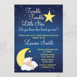 Lamb Baby Shower Invitation Twinkle Little Star