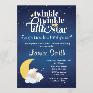 Lamb Baby Shower Invitation Twinkle Little Star