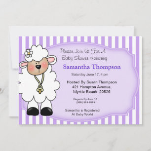 Lamb Baby Shower Invitations (Purple)