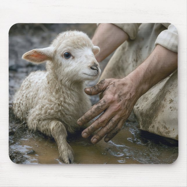 Lamb Being Rescued By a Shepherd Mouse Pad (Front)