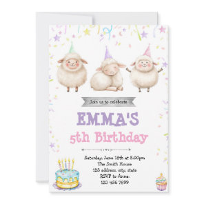 Lamb birthday party invitation