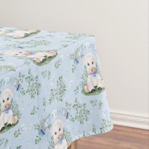 Lamb Blue Floral Baby Shower Tablecloth