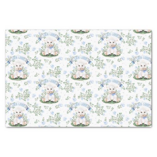 Lamb Blue Floral Baby Shower Tissue Paper