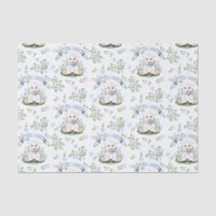 Lamb Blue Floral Baby Shower Tissue Paper