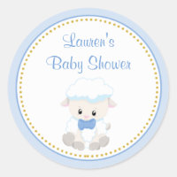 Lamb Boy Baby Shower Favor Stickers