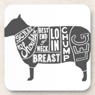 Lamb Butcher Chart Beverage Coaster