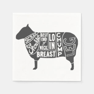 Lamb Butcher Chart Napkins