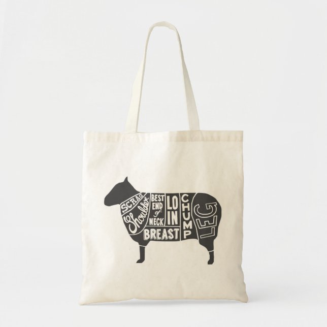 Lamb Butcher Chart Tote Bag (Front)