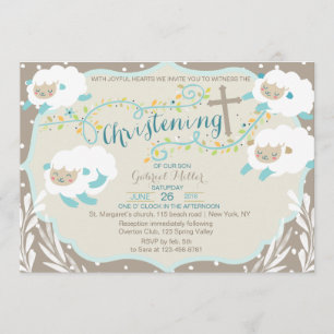 Lamb christening Invitation
