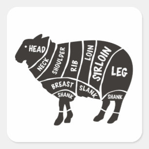 Lamb Cuts Square Sticker