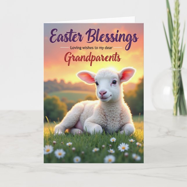 Lamb Easter Blessings Grandparents Card (Front)