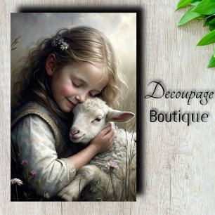 Lamb Embrace Decoupage Tissue Paper