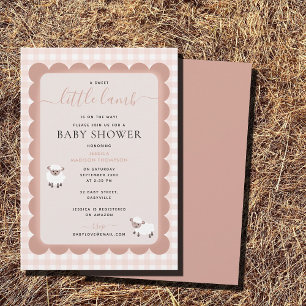Lamb Farm Party Animals Pink Girl Baby Shower Invitation