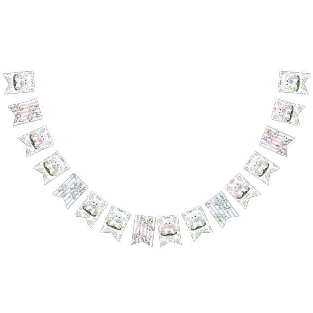 Lamb Floral Gender Reveal Baby Shower Bunting Flags (All)