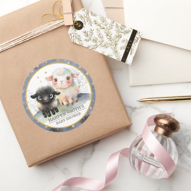 Lamb Gender Neutral Baby Shower Classic Round Sticker (Gifting)