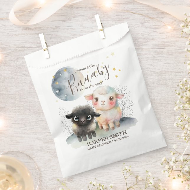 Lamb Gender Neutral Baby Shower Favor Bag (Clipped)