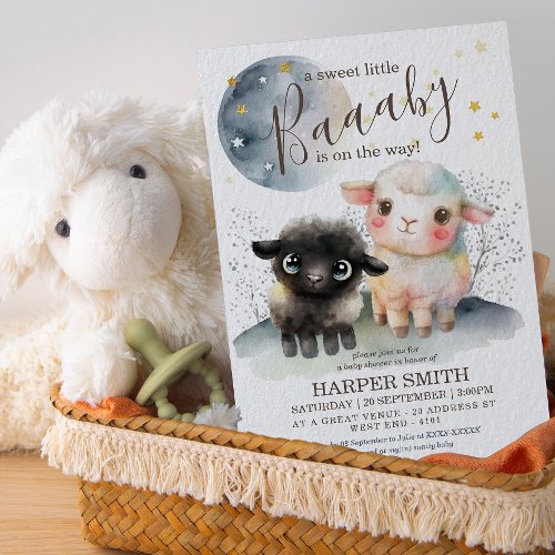 Lamb Gender Neutral Baby Shower Invitation