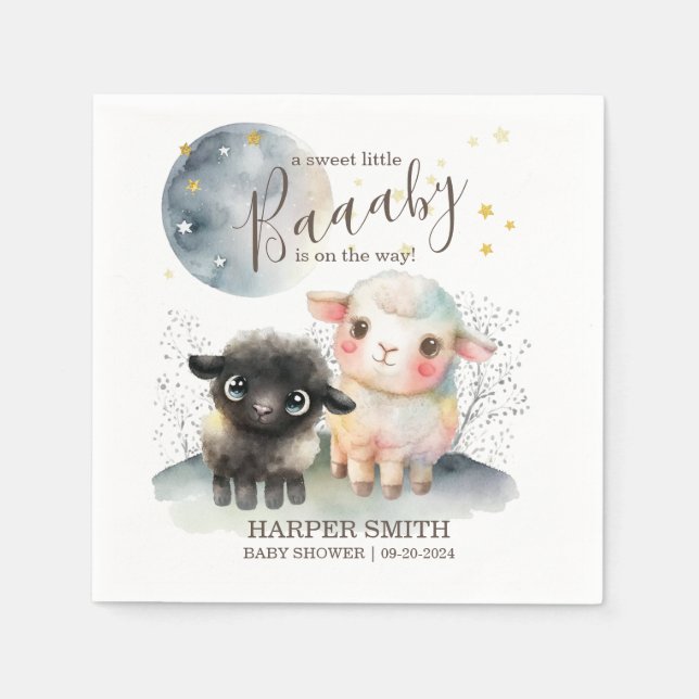 Lamb Gender Neutral Baby Shower Napkins (Front)