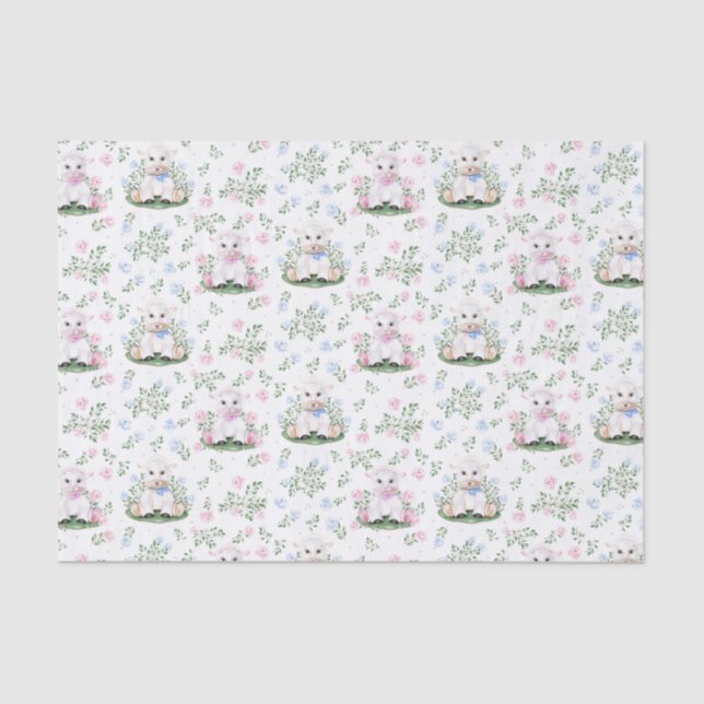 Lamb Gender Reveal Baby Shower Tissue Paper (Front)