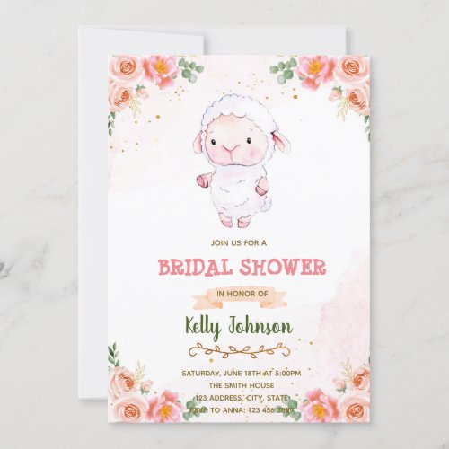 Lamb girl shower theme invitation