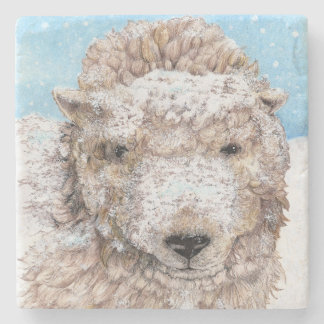 Lamb in Snow Stone Coaster