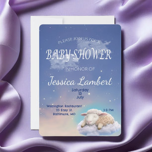 Lamb In The Clouds Baby Shower Invitation
