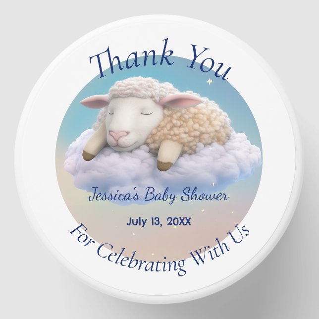 Lamb In The Clouds Baby Shower Mini Candle Favors (Front)