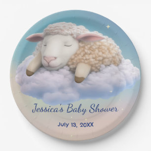 Lamb In The Clouds Baby Shower Paper Plates