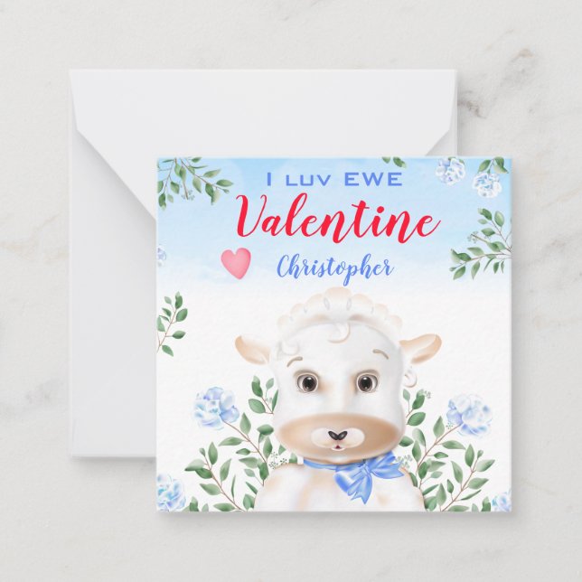 Lamb Kids Classroom Valentine Card (Front)
