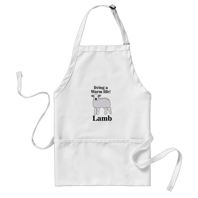 Lamb Living A Warm Life Funny Lamb Adult Apron (Front)