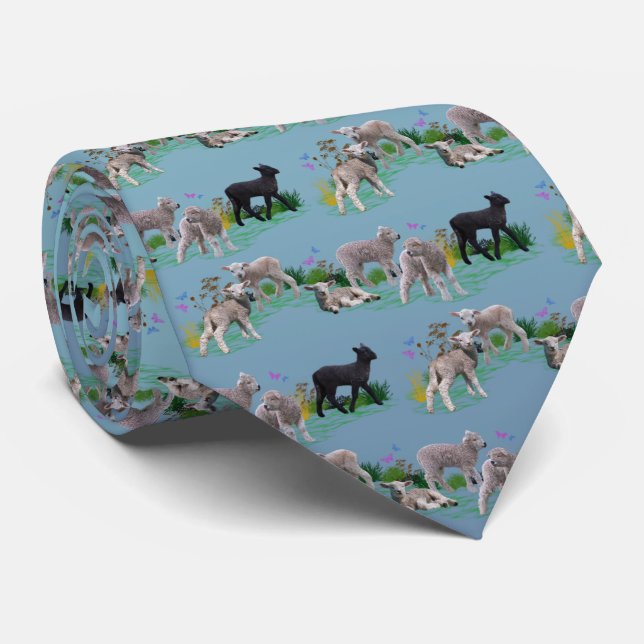 Lamb Meadow Tie (Sky Blue Mix) (Rolled)