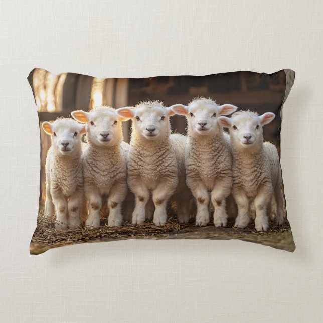 Lamb Mob Scenic Accent Pillow (Front)
