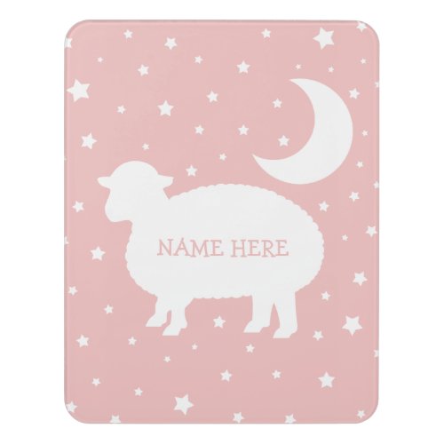 Lamb Moon  Stars Baby Pink  White  Door Sign