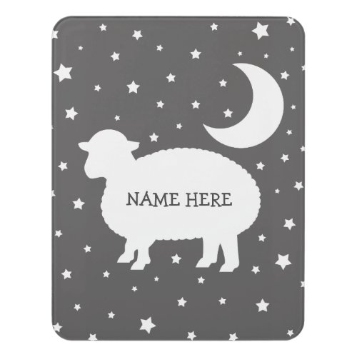 Lamb Moon  Stars Grey White  Door Sign