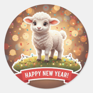 Lamb New Year Confetti Sticker