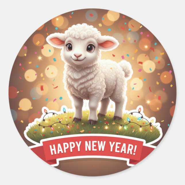Lamb New Year Confetti Sticker (Front)
