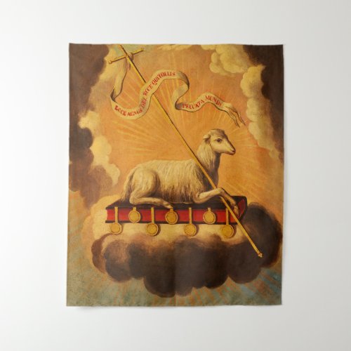 Lamb of God Agnus Dei by Jose Campeche y Jordan Tapestry