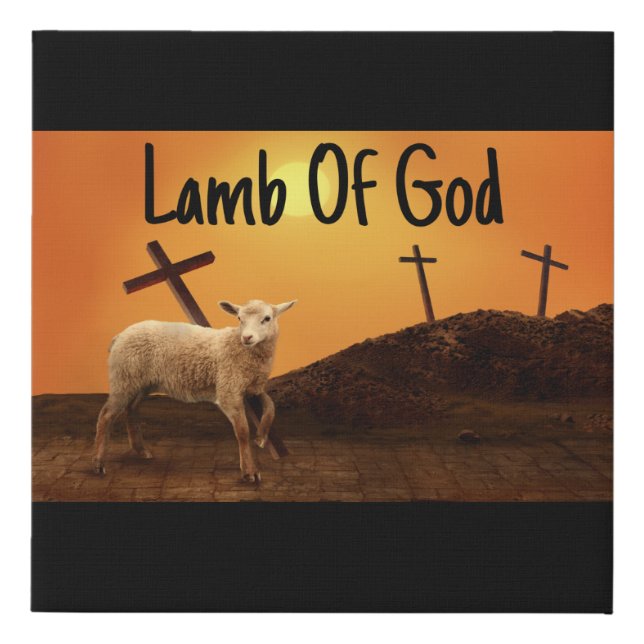Lamb Of God Biblical Cross Canvas Wall Art (Front)