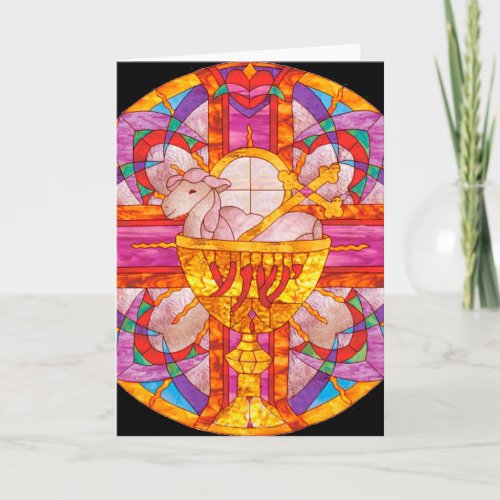 Lamb of God stained glass Card