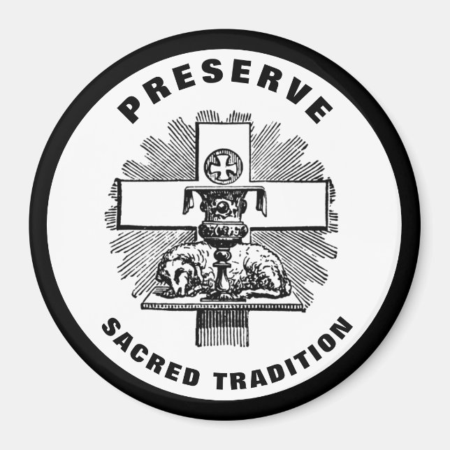 Lamb on Altar Preserve Sacred Tradition Catholic Magnet (Front)